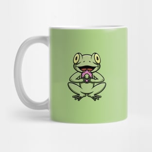 Cute Frog Eating Donut Mug